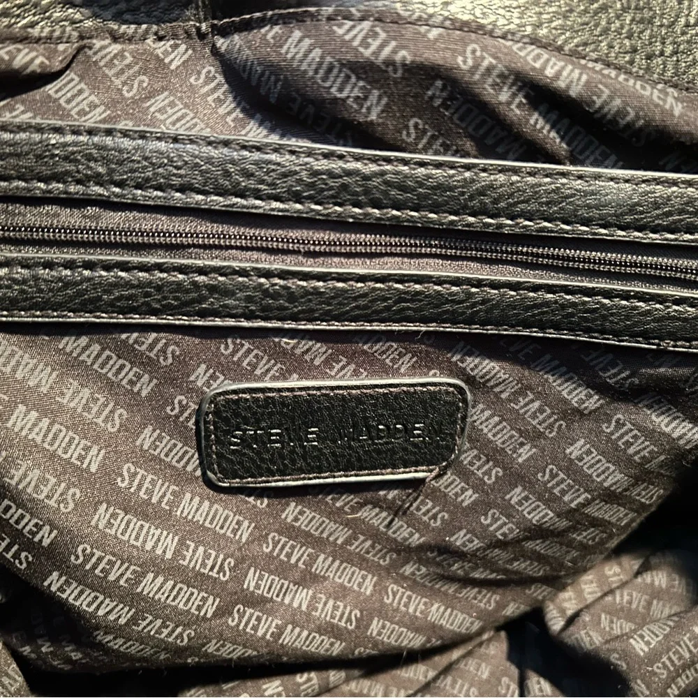 Steve Madden Large Black Vegan‎ Leather Shoulder Bag